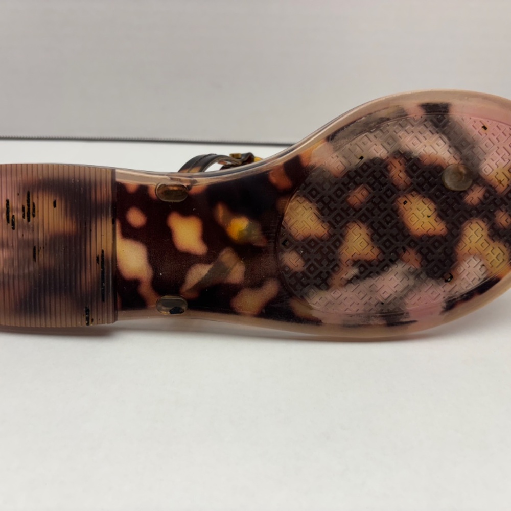 Tory Burch Mini Miller Flat Jelly Thong Sandal Tortoise Shell Size 7 - Picture 10 of 12